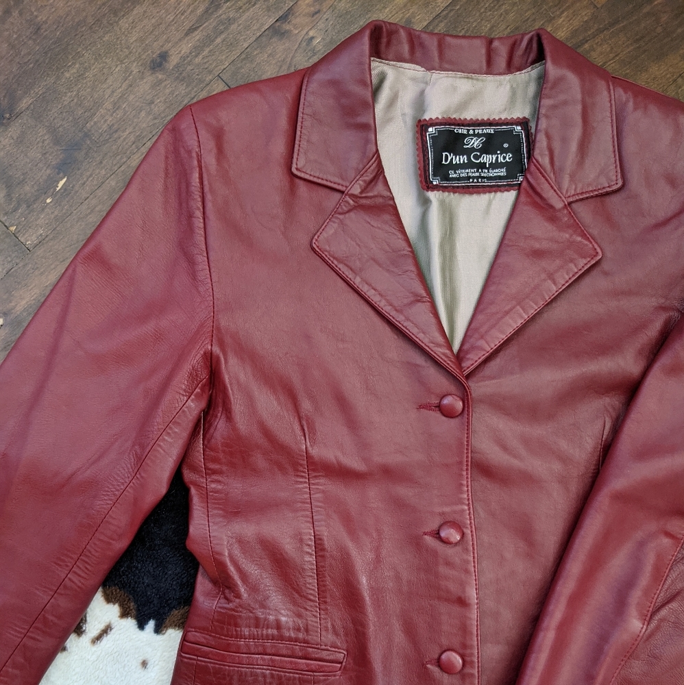 RED LEATHER blazer